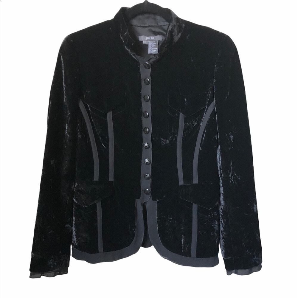 Per Se Black Crushed Velvet Blazer